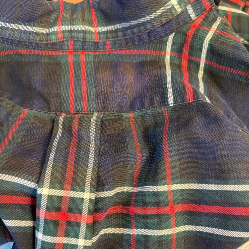 VTG Ralph Lauren BIG SHIRT Men L Navy Green Red Plaid Button Down 100% Cotton - Picture 12 of 15